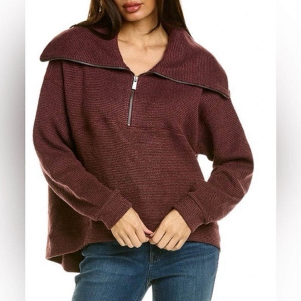 Sweaty Betty Restful Boucle Half Zip Sweatshirt Pullover Top Burgundy Size 8